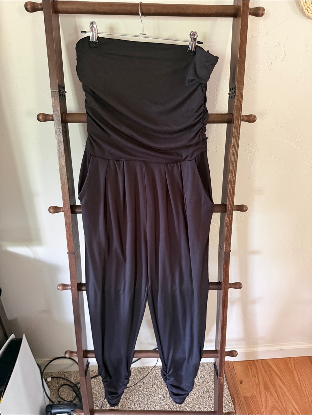 Black Strapless Jumpsuit Pants